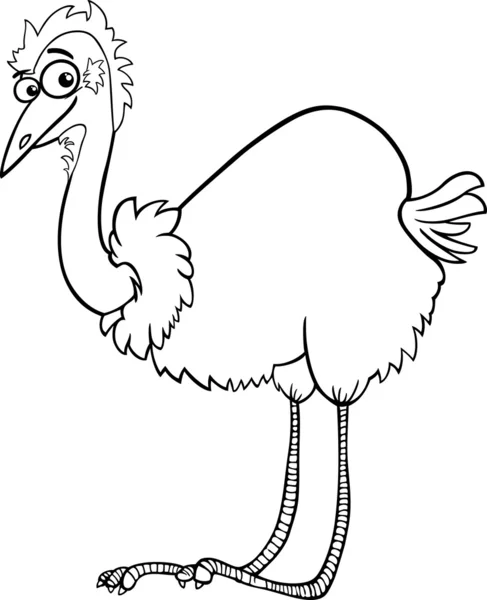 Emu avestruz desenhos animados para colorir página — Vetor de Stock