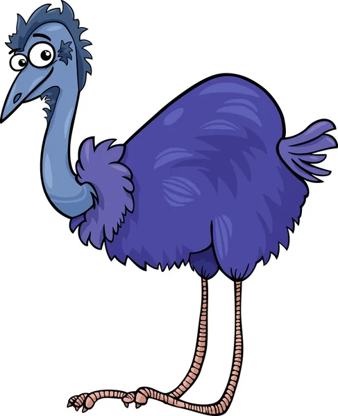 Emu avestruz pássaro desenho animado ilustração — Vetor de Stock