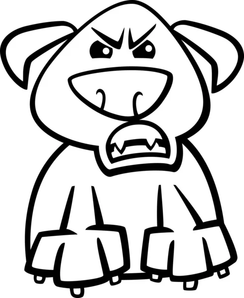 Dühös kutya rajzfilm színező oldal — Stock Vector