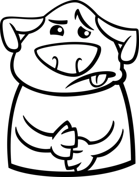 Sick dog cartoon coloring page — Stock Vector