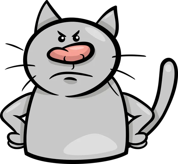 Humor irritado gato desenho animado ilustração —  Vetores de Stock