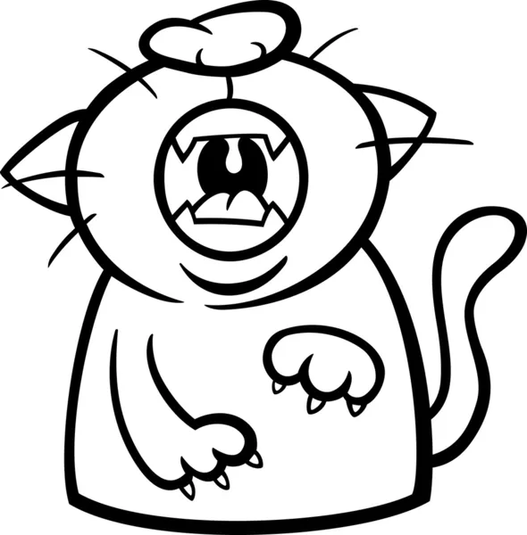 Cat yawn or meow coloring page — Stock Vector