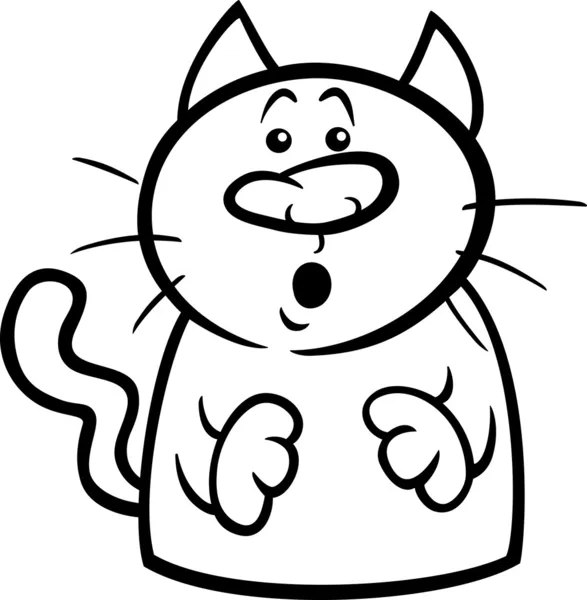 Surprised cat cartoon coloring page — Stock Vector