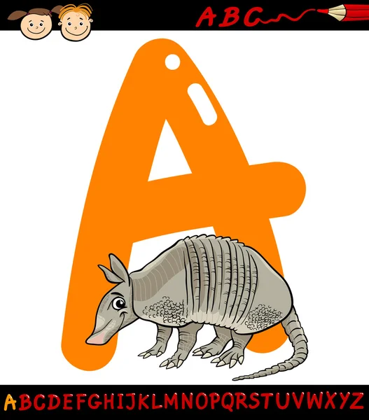 Mektup bir armadillo illüstrasyon karikatür için — Stok Vektör