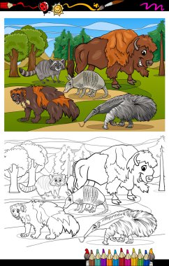 mammals animals cartoon coloring book