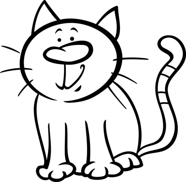 Lustige Katze Cartoon Malvorlage Seite — Stockvektor