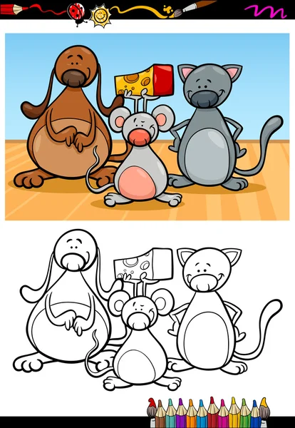 Cute pets cartoon coloring book — Stock Vector