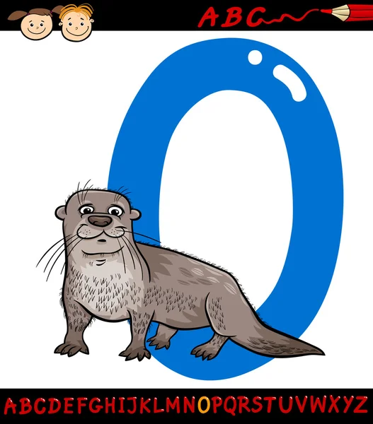 Alfabet o voor otter cartoon afbeelding — Stockvector