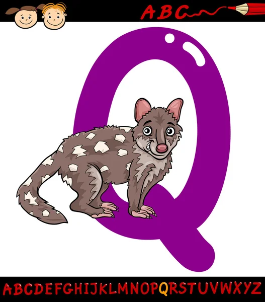 Letter q for quoll cartoon illustration — Stock Vector