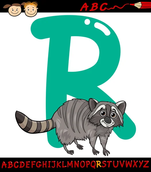 Letter r for raccoon cartoon illustration — Stock Vector