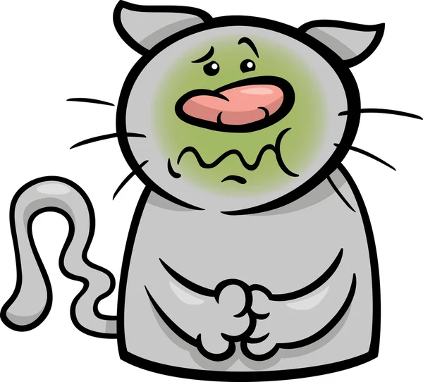 Ilustración de dibujos animados gato enfermo — Vector de stock