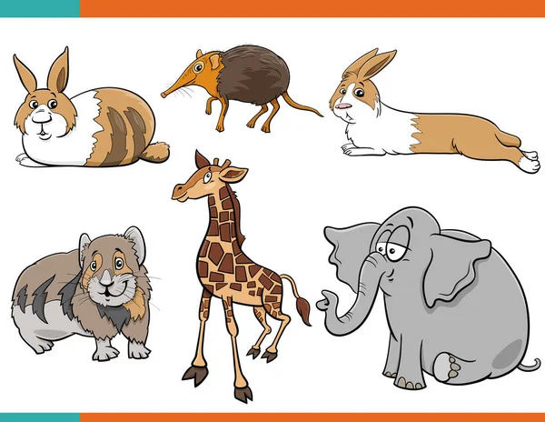 Cartoon Illustration Cute Animals Comic Characters Set — Stock Vector