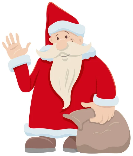 Cartoon Illustration Santa Claus Character Sack Gifts Christmas Time — Stock Vector