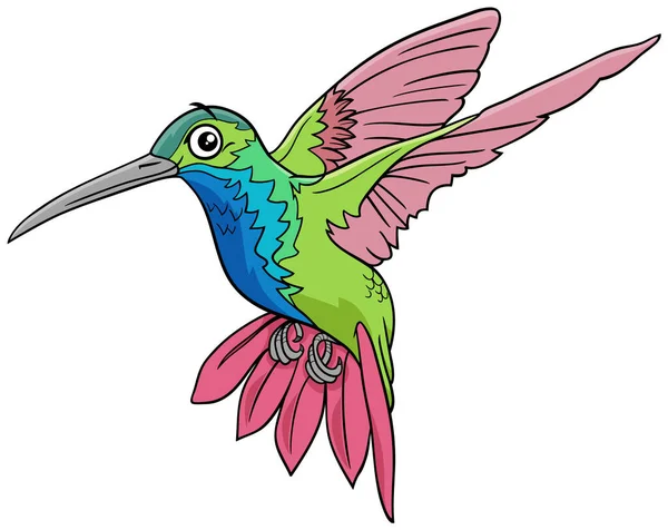 Dibujos Animados Ilustración Divertido Colibrí Personaje Animal Pájaro — Archivo Imágenes Vectoriales