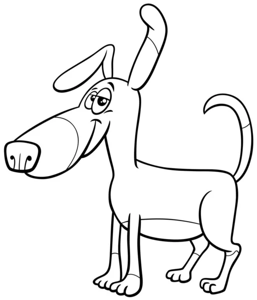 Czarno Biała Kreskówka Ilustracja Nakrapiany Pies Komiks Zwierzę Charakter Kolorowanki — Wektor stockowy