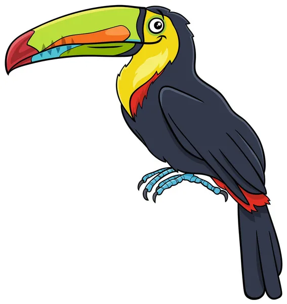 Illustrazione Cartone Animato Divertente Personaggio Animale Fumetto Uccello Toucan — Vettoriale Stock