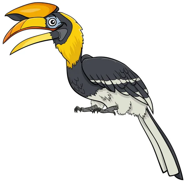 Cartoon Illustration Von Lustigen Hornvogel Vogel Comic Tier Charakter — Stockvektor