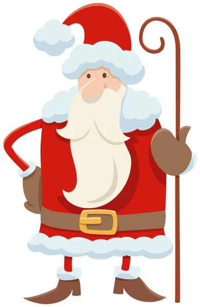 Карикатурная Иллюстрация Персонажа Санта Клауса Подарком Рождество — стоковый вектор