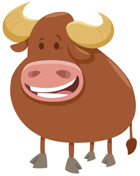 Cartoon Illustration Funny Bull Farm Animal Character — Stock Vector