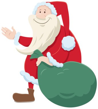 Noel Baba karakter karikatür çizimi torbayla Noel hediye