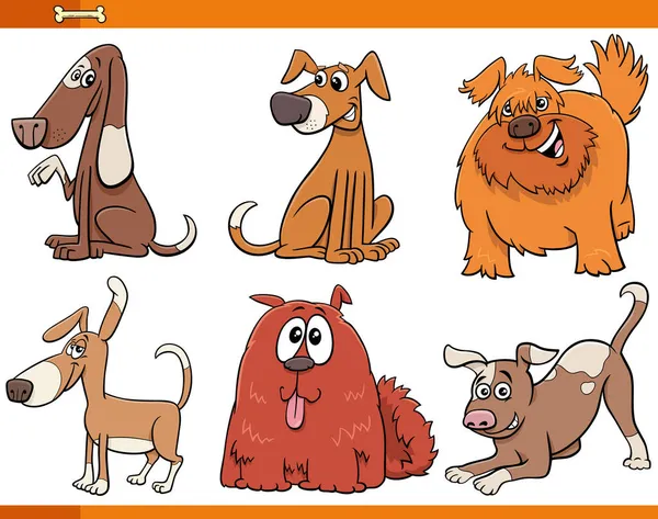 Cartoon Illustration Dogs Puppies Animal Characters Set — Stock Vector