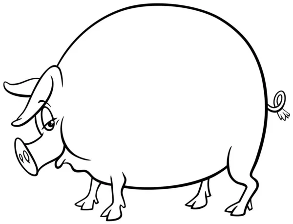 Dibujos Animados Blanco Negro Ilustración Cerdo Personaje Animal Granja Comic — Archivo Imágenes Vectoriales