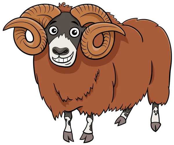 Desenhos Animados Ilustração Carneiro Engraçado Personagem Animal Fazenda Inicialização —  Vetores de Stock