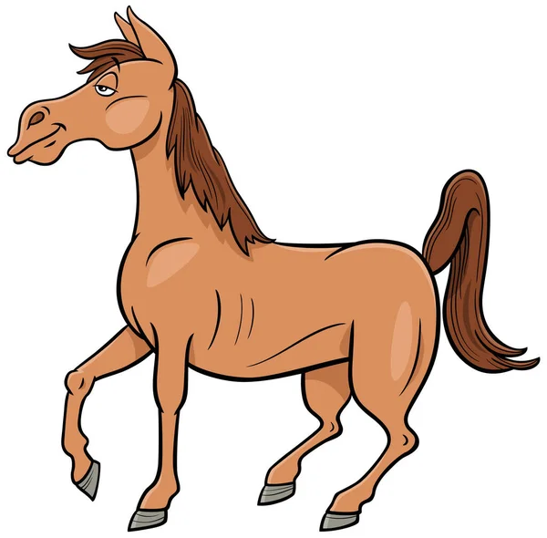 Cartoon Illustration Funny Horse Farm Animal Character Dalam Bahasa Inggris - Stok Vektor