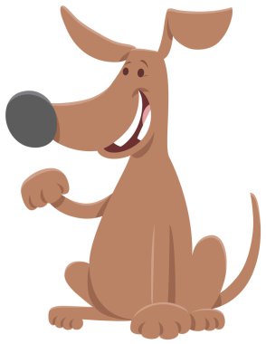 Komik köpek hayvan karakterinin patisini gösteren karikatür çizimi.