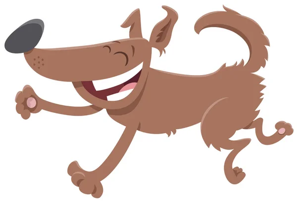 幸せな遊び心のある犬の動物のキャラクターの漫画イラスト — ストックベクタ