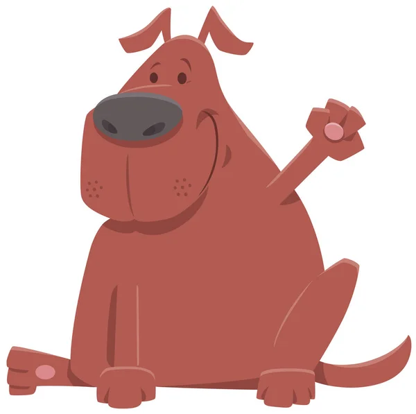 Dibujos Animados Ilustración Perro Divertido Personaje Animal Agitando Pata — Vector de stock