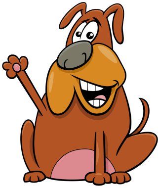 Komik köpek çizgi roman karakteri patisini sallıyor.