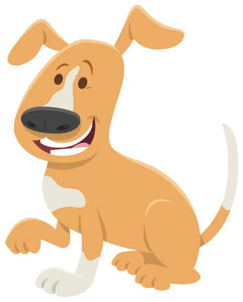 幸せな斑点犬の動物のキャラクターの漫画イラストは足を与える — ストックベクタ