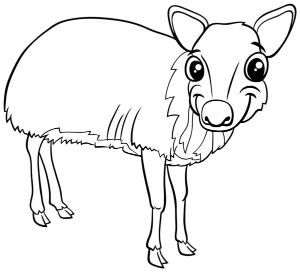 Black White Cartoon Illustration Funny Chevrotain Comic Animal Character Coloring — Stock vektor