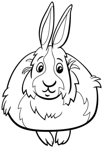 Black White Cartoon Illustration Funny Dwarf Rabbit Comic Animal Character — 图库矢量图片