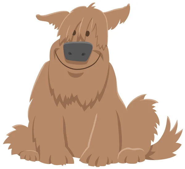 Cartoon Ilustrace Chlupatý Hnědý Pes Zvíře Charakter — Stockový vektor