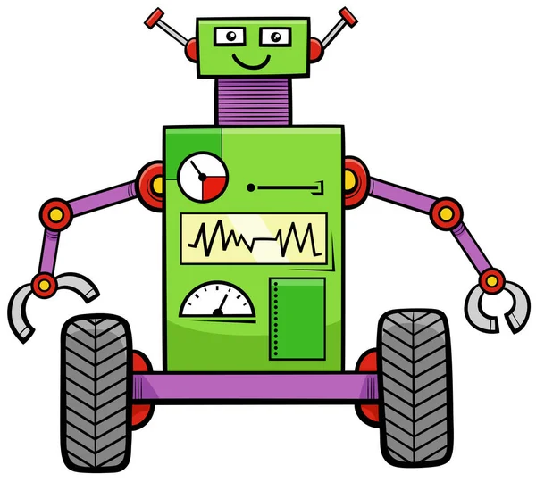 Cartoon Illustration Von Glücklichen Roboter Comic Fantasy Figur — Stockvektor