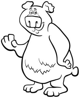 Komik ayı çizgi roman karakteri boyama sayfasının siyah beyaz çizimi