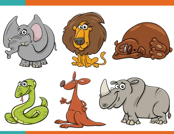 Dibujos Animados Ilustración Animales Salvajes Juego Personajes Cómicos — Archivo Imágenes Vectoriales