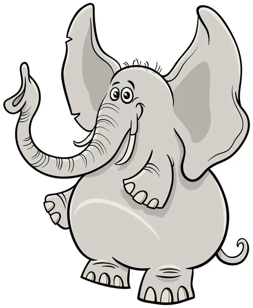 Dibujos Animados Ilustración Divertido Personaje Animal Elefante Africano — Vector de stock