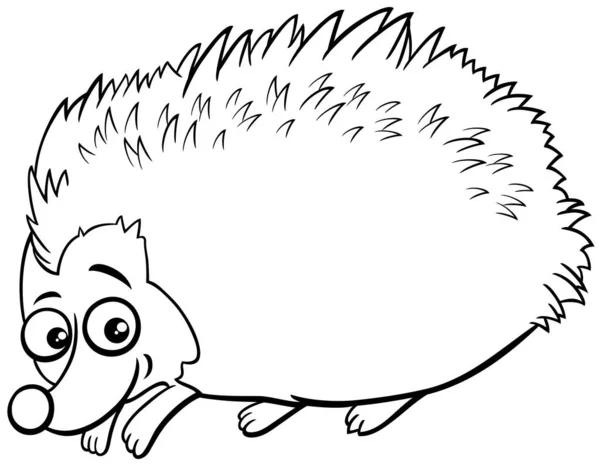 Black White Cartoon Illustration Hedgehog Wild Animal Character Coloring Book — Stock Vector
