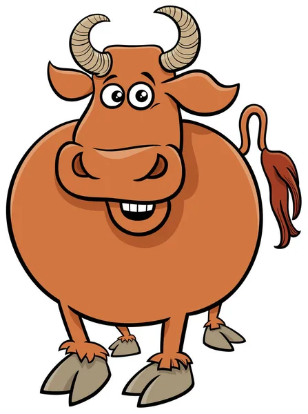 Cartoon Illustration Funny Bull Farm Animal Character — Stock Vector