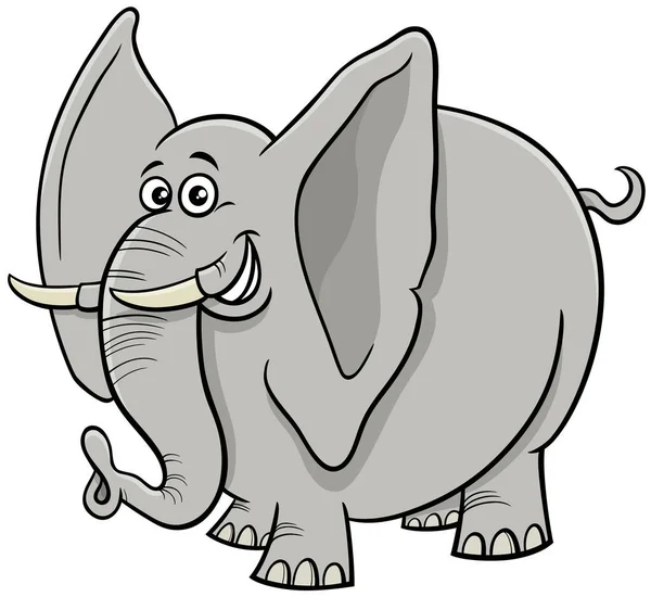 Cartoon Illustration African Elephant Comic Animal Character — Stockvektor