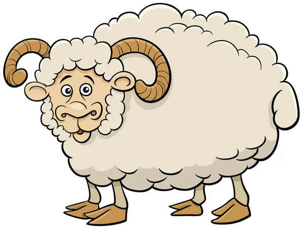 Tecknad Illustration Funny Ram Farm Animal Character — Stock vektor