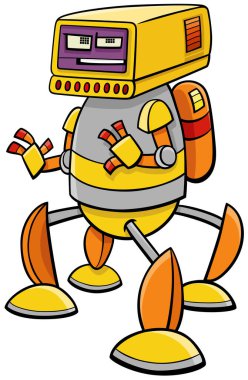 Cartoon illustration of robot or droid comic fantasy character