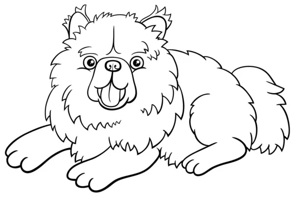 Black White Cartoon Illustration Chow Chow Puppy Purebred Dog Animal — Image vectorielle