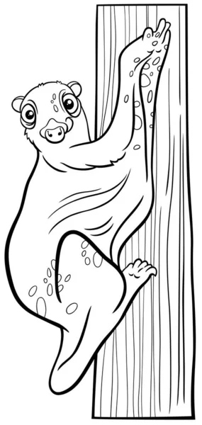 Black White Cartoon Illustration Funny Fluing Lemur Colugo Animal Character — Stockvector