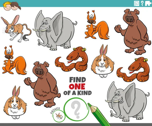 Tegneserie Illustration Find Slags Billede Pædagogisk Spil Med Funny Wild – Stock-vektor