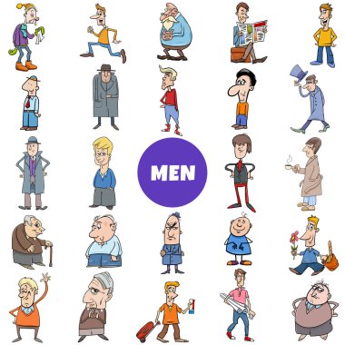 Komik erkek karakterlerinin çizgi film çizimi