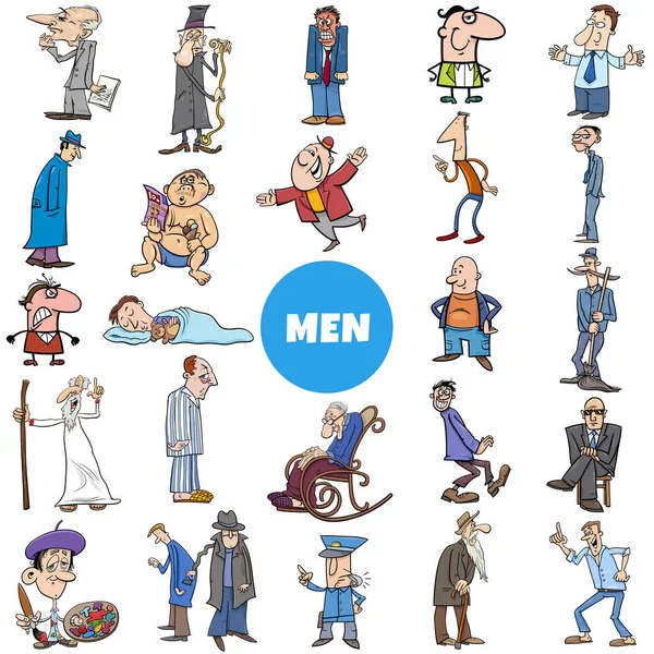 Cartoon Ilustrace Komiksu Muži Postavy Velká Sbírka — Stockový vektor